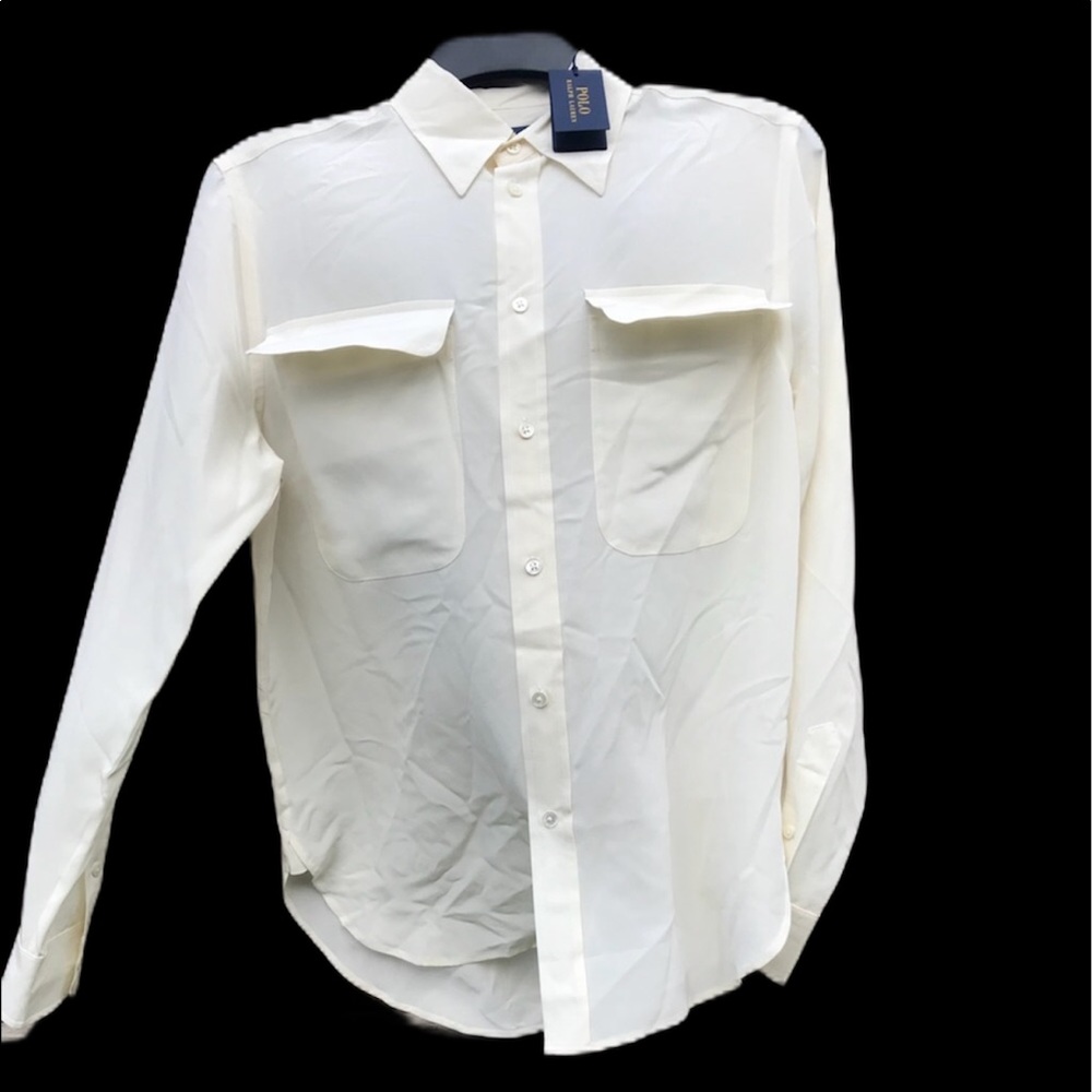 Polo by Ralph Lauren Silk Button Down Shirt Retro Deadstock Preppy Dressy - Picture 3 of 11